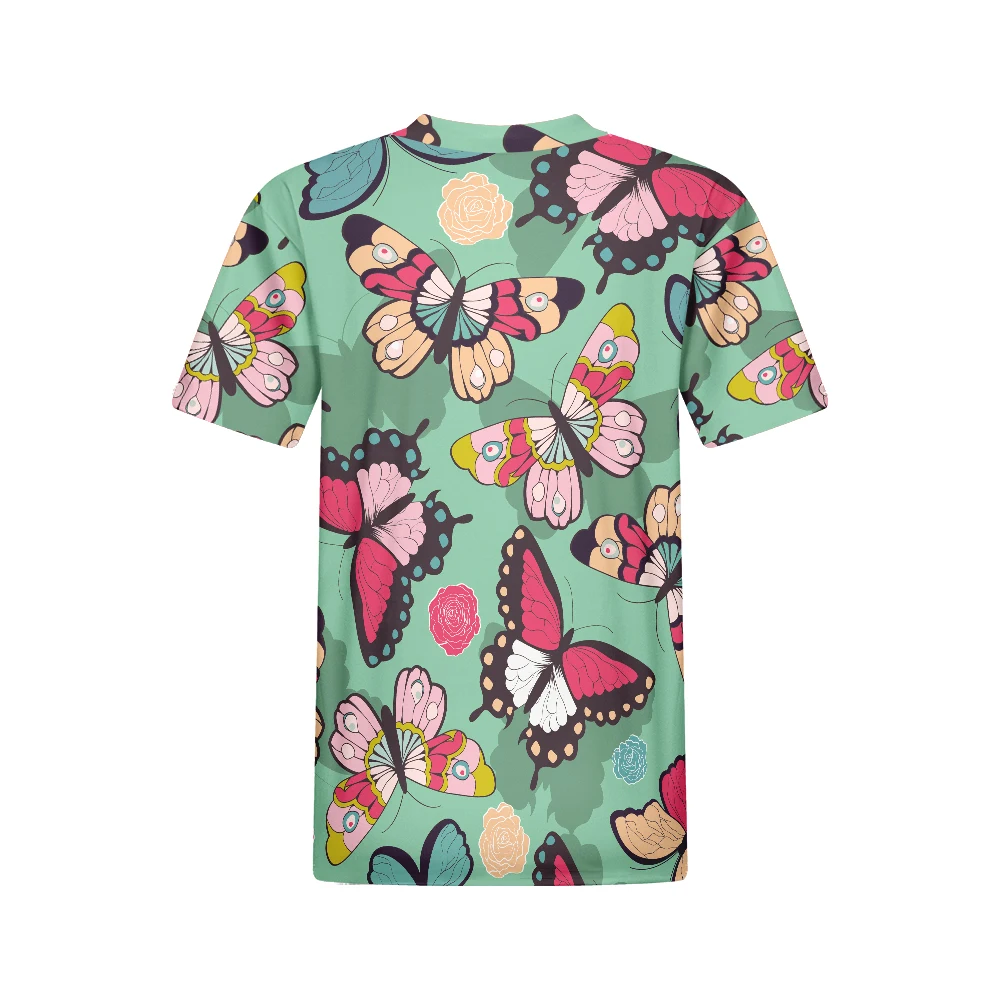 New Short sleeved Women's T-shirt Top Comfortable Butterfly Series Women's Round Neck T-shirt Commuting Style Versatile Summer