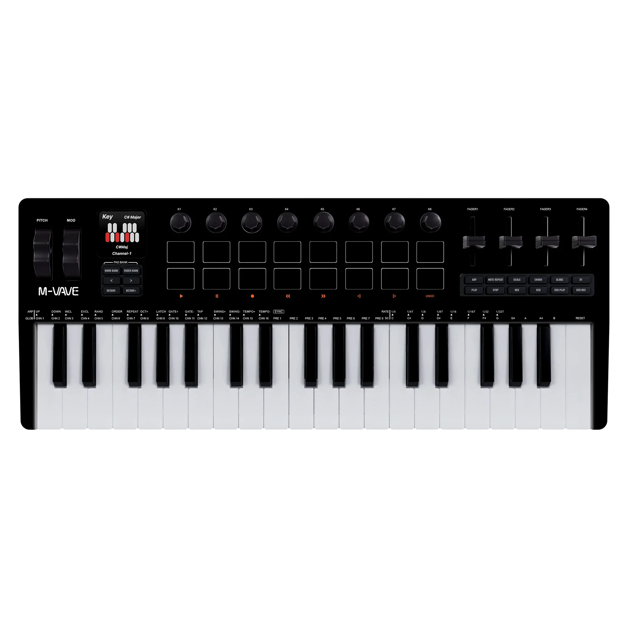M-VAVE SMK-37 PRO 37 مفتاح MIDI لوحة المفاتيح 16 منصة طبل مصدر الصوت 3 نطاق أوكتاف يدعم الاتصال اللاسلكي إلى أنظمة متعددة #3