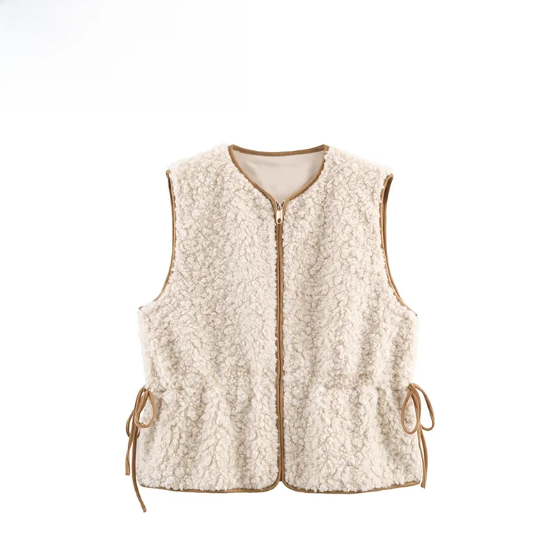 

Faionable Lamb Fur Vest ZR Autumn New Arrival Women's ort Outerwear Polyester Fiber Versatile Sle for Ladies