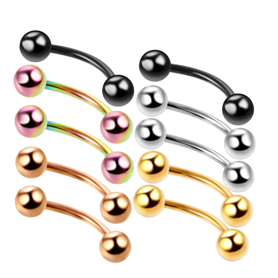 Piercings de acero CZ para cejas y plátano, anillo para labio, barra curva, cartílago del ombligo, pendiente de hélice Daith, joyería Unisex, 1 ud.