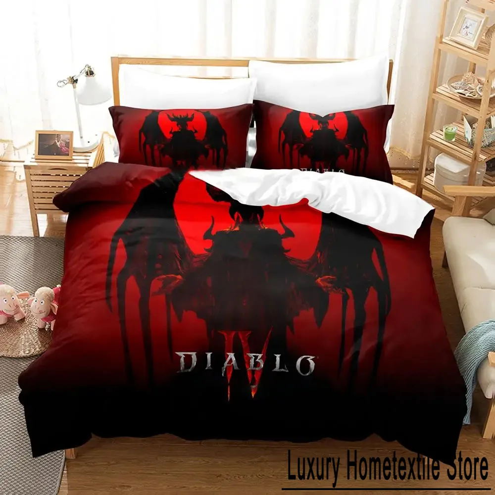 New Diablo IV Bedding Set Single Twin Full Queen King Size Anime Bed Cover for Adults Boys Bedroom Decor King Size, Queen Size