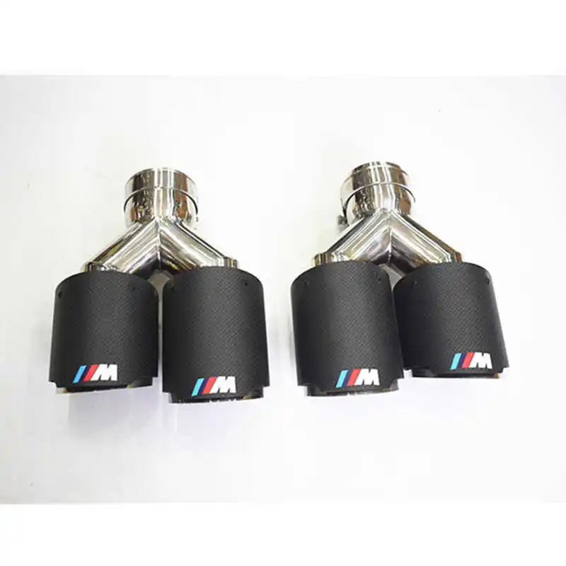 1 Pair M Performance Exhausts Pipe For B-MW M2 M3 M4 M5 Car Universal Length 240mm Double-out Y Model Matte Muffler Tip