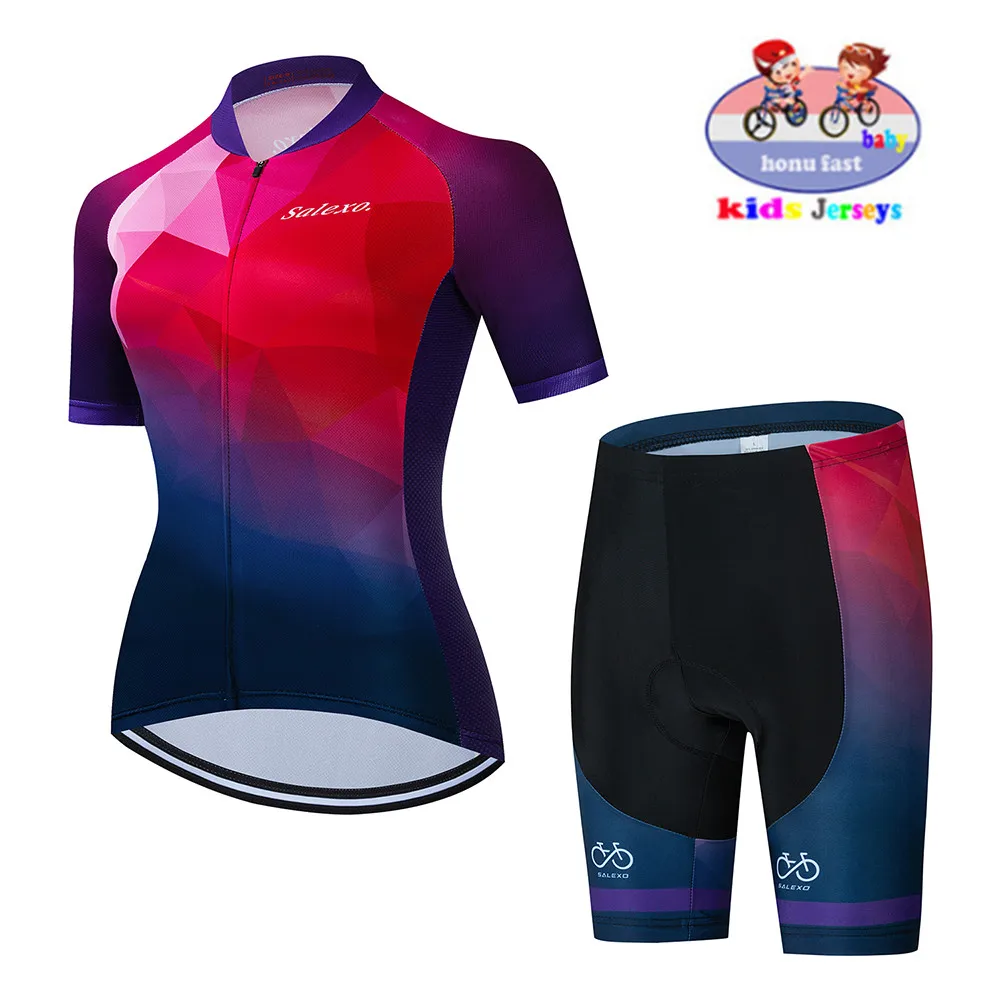 2023 New Baby Breathable Kids Cycling Jersey Set Cushion Shorts Breathable Children Bike Clothing Boys Girls Summer Bicycle Kit