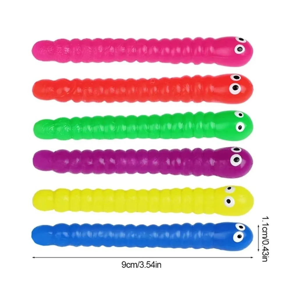 5/12Pcs New Colorful Caterpillars Fidget Toy Soft Caterpillars Anti Stress Release Stretch String Squeeze Toy Kids