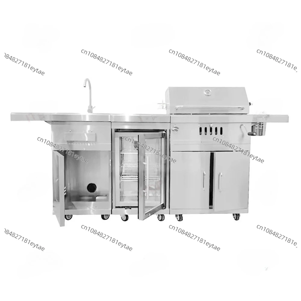 Outdoor Charcoal Bbq Grill With Chiller and Sink Stainless Steel 304 Barbecue Grill Bbq Stove Outdoor Stainless Steel Bbq Grill