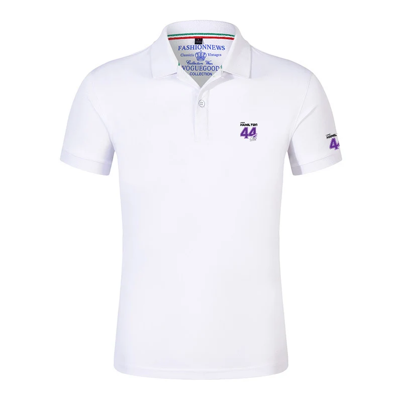 Lewis Hamilton Digital 44 Men's New Summer Cotton Comfortable Regular Polo Shirt Casual Solid Color Slim Fit Fashion Tops