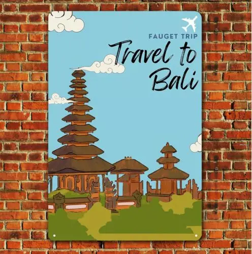Bali Indonesien Sammlerstück Reiseziel Metallposter - 20x30cm Blechschild - Aluminium