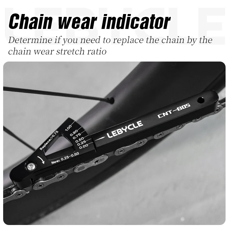 LEBYCLE MTB Rennrad Kettenverschleiß-Indikator Werkzeug Fahrradketten-Prüfer Kettenglieder-Prüfgerät Aluminiumlegierung Fahrradketten-Reparaturwerkzeug