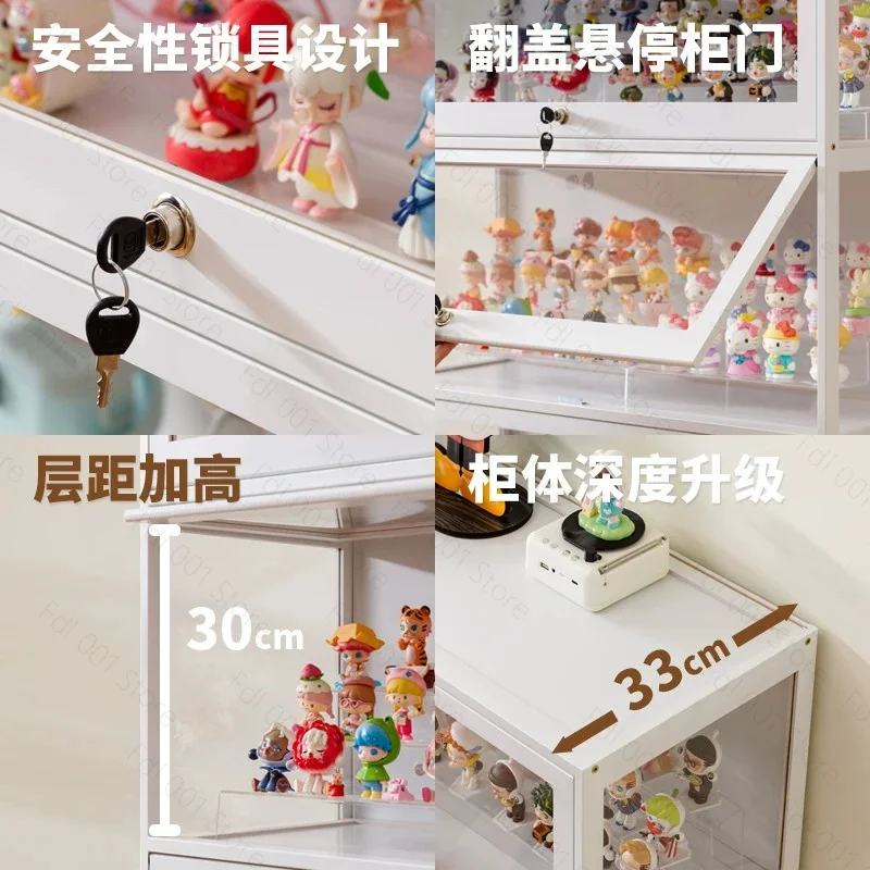 2026 Figure Cabinet with Lock Transparent  Display Cabinet Household Blind Box Ornament Two-dimensional Pain Cabinet