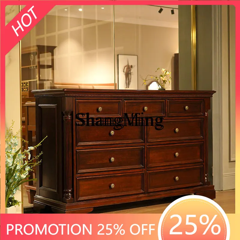 

SM wood chest of drawers, bedroom seven storage storage, living room retro drawer combination