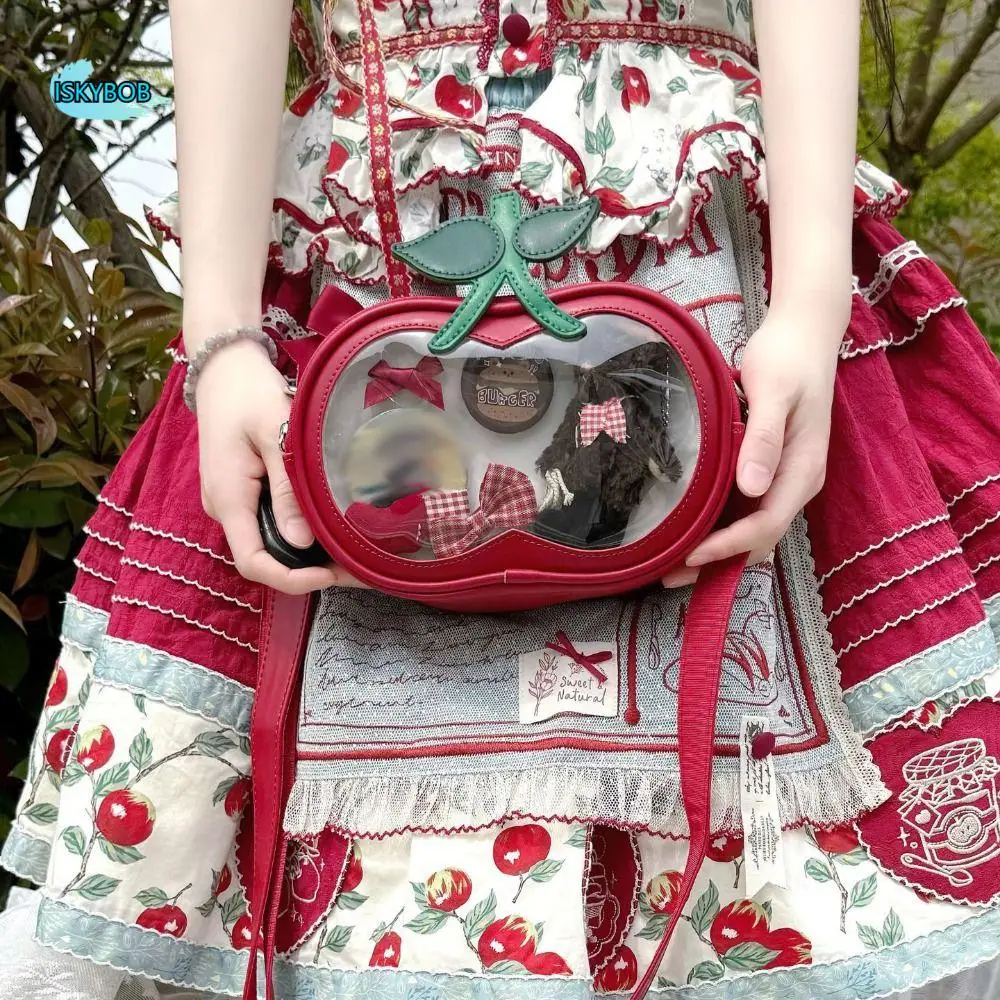 

Zipper Bag Kawaii Cherry Itabag PU Cotton Doll Bag Transparent Pocket Idol Merchandise Storage Wallet Fashion Backpacks Children