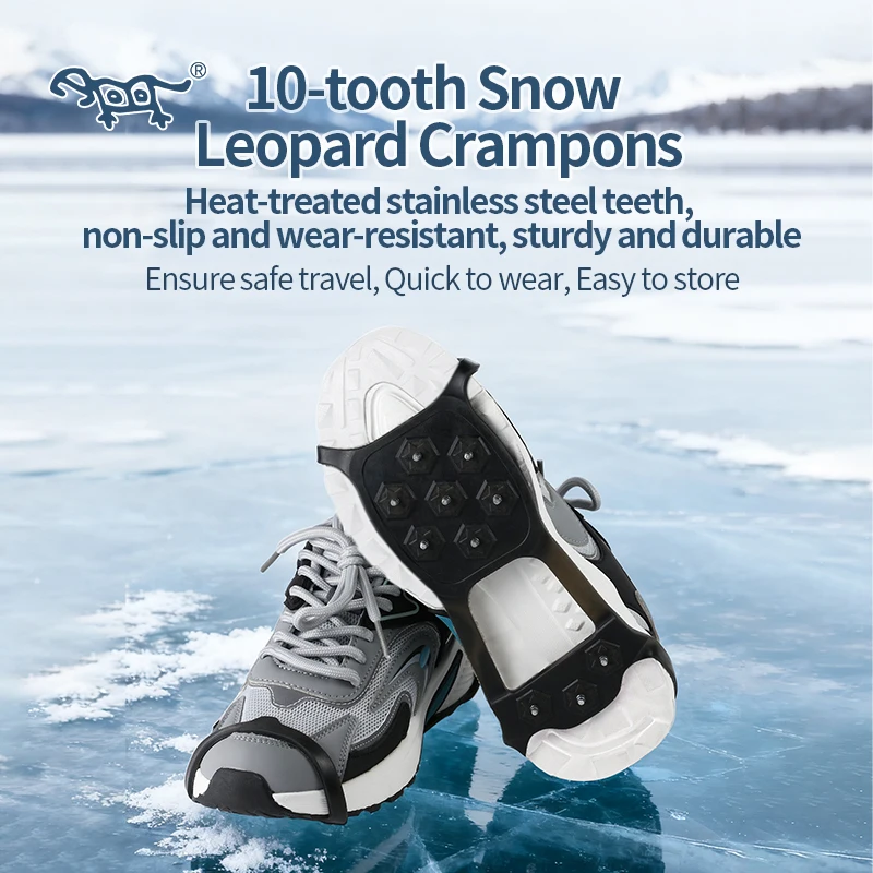 BRS-XB-10 Silicone-based Ice Claws with 10 Teeth for Outdoor Mountaineering Shoes - Snow-Resistant Anti-Slip Shoe Covers