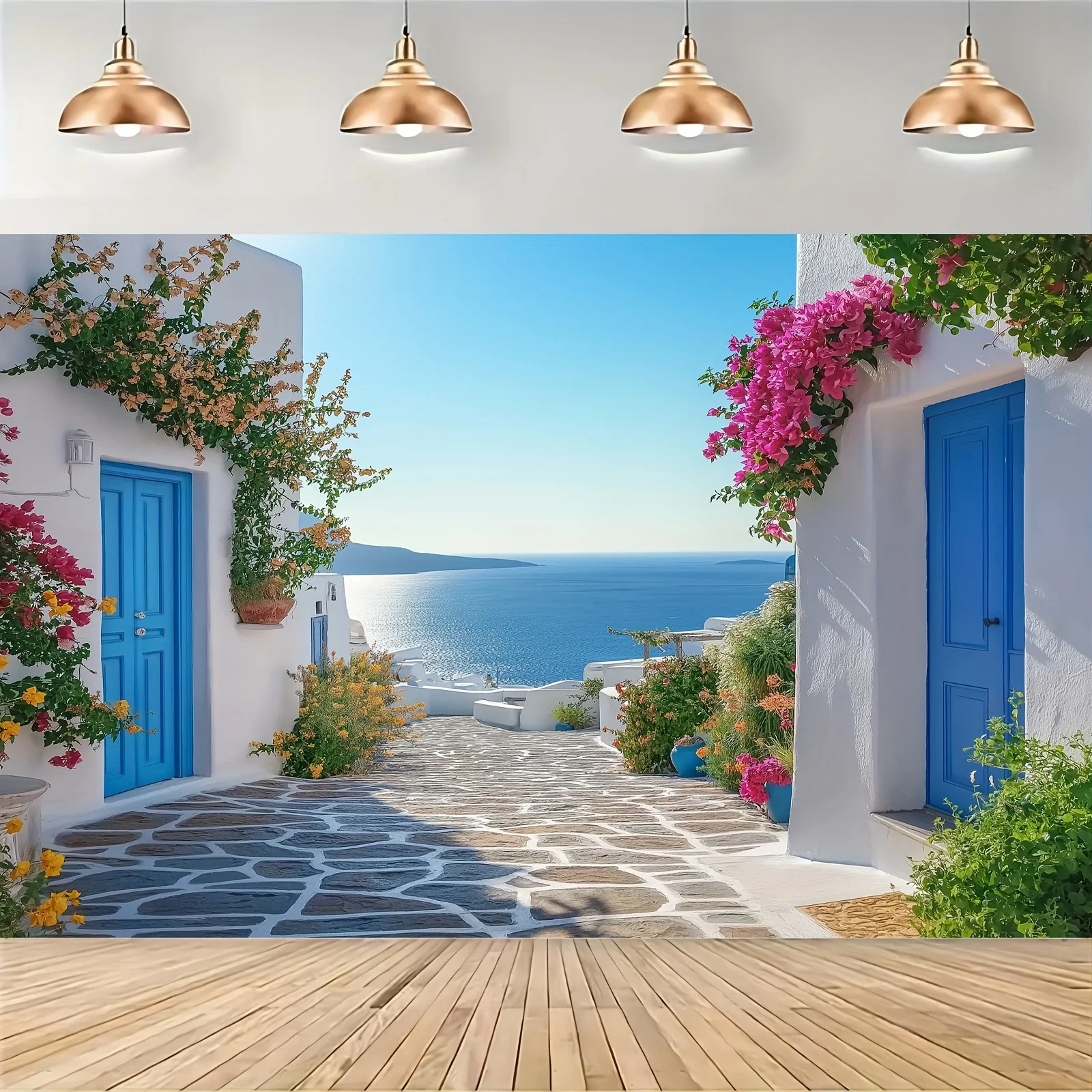 A multifunctional Aegean island background cloth, no need for power supply, suitable for weddings and bridal parties