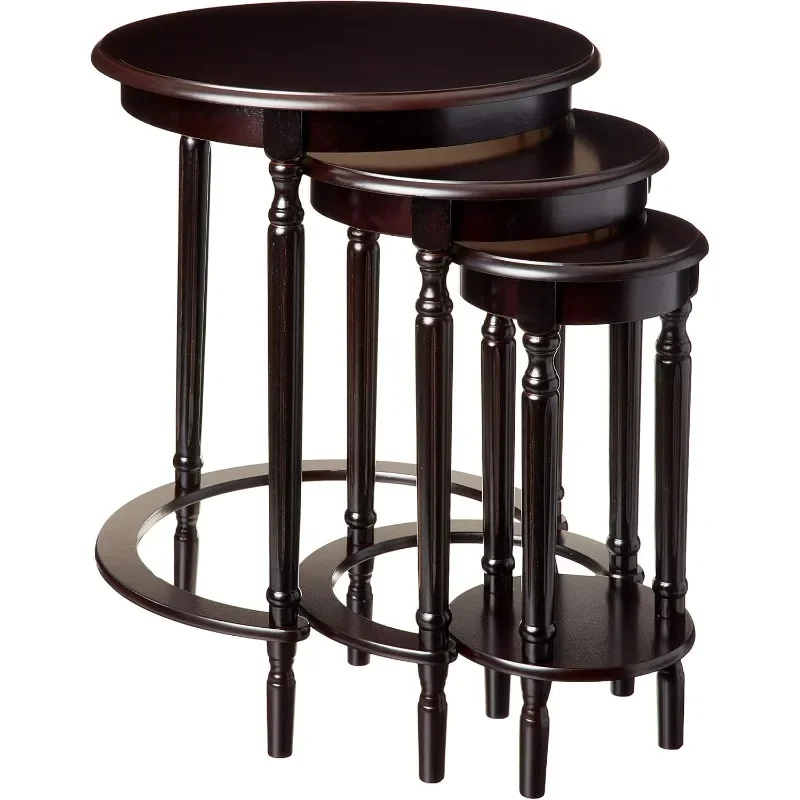 Set of 3 Round Nesting Tables in Cherry Finish