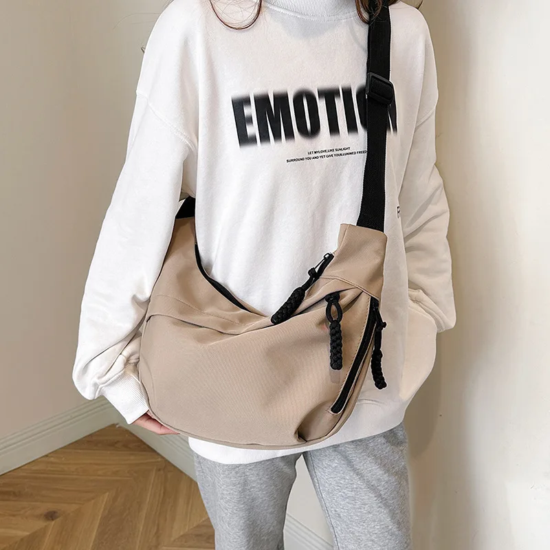 Hobo Bag Fashion Commuter Large Capacity Shoulder Bags for Women New Zipper Casual Solid Color Korean Underarm Bag All-match