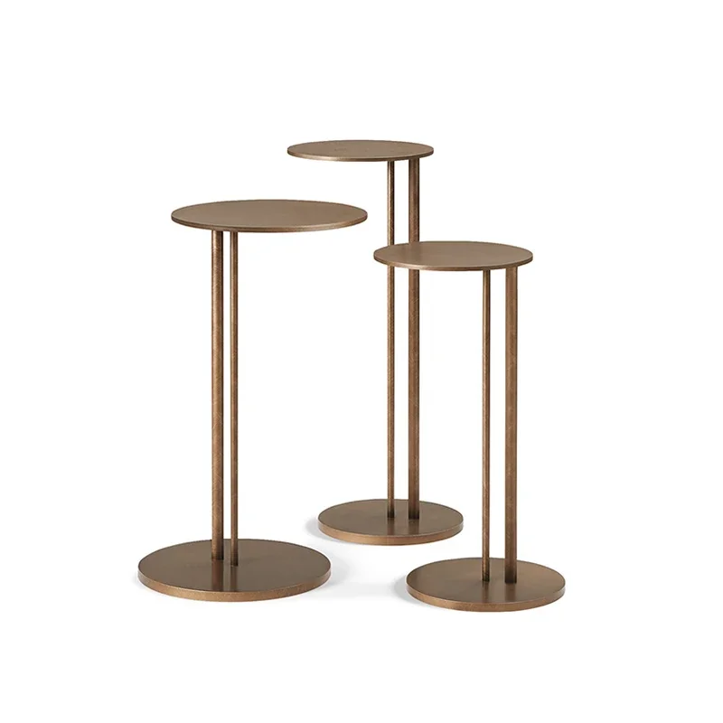 

classical luxury small metal iron coffee table removable round gold side table modern