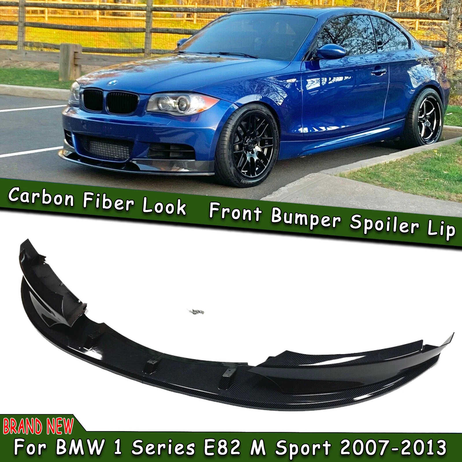 

Pop Car Front Side Spoiler Cover Trim & Front Bumper Spoiler Lip For BMW 1 Series E82 M Sport 2007-2013