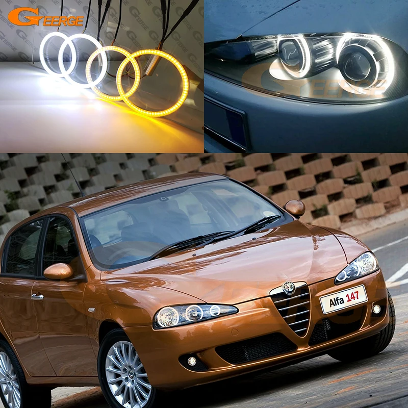 

Для Alfa Romeo 147 2005 2006 2007 2008 2009 2010 ультра яркий A/W переключаемый Дневной светильник указатель поворота комплект светодиодов «глаза ангела» Halo Rings