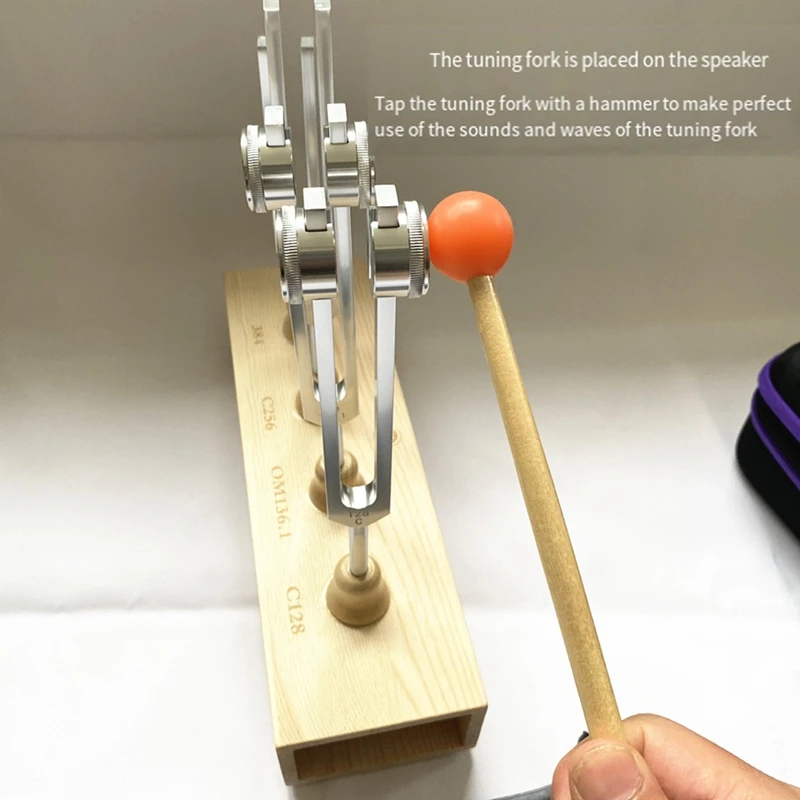 Resonance Tuning Forks Set For Healing,Weighted & Unweighted Forks (128Hz,136Hz,256Hz,384Hz),Chakra Sound Therapy Tools