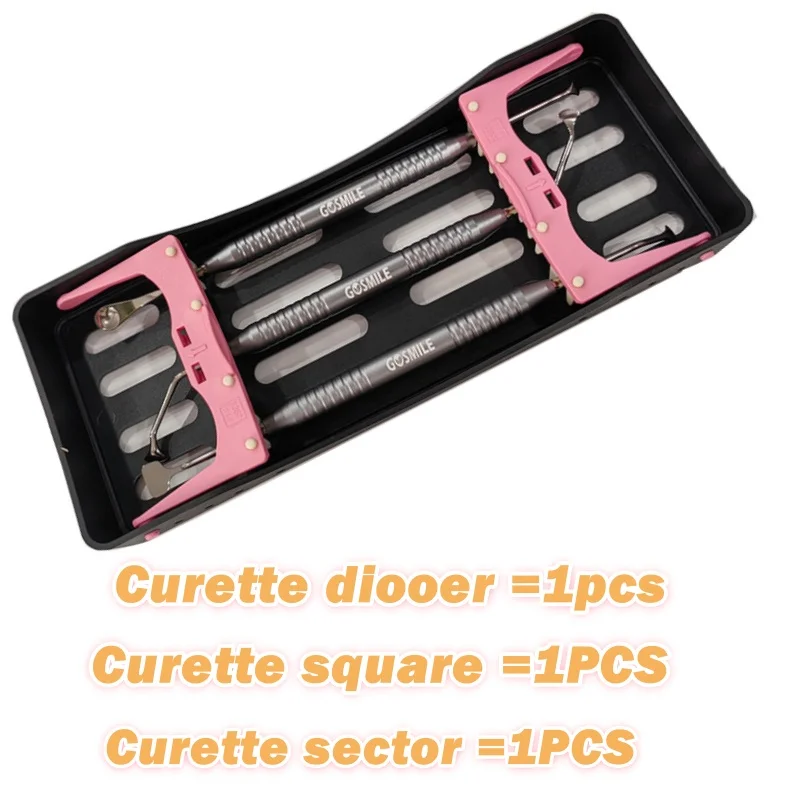 3Pcs/Set Dental Curette Scaler Stainless Steel Curette Diooer /Square/Sector Dental Gsmile Scaler Bone Curette