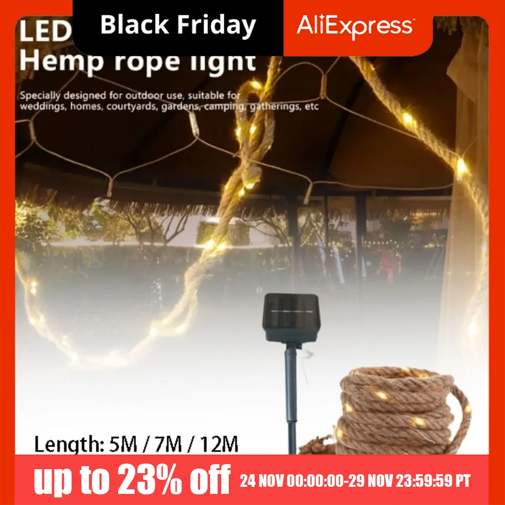 

Decorative Lamp Solar Powered Solar Rope Light 8 Lighting Modes LED Rope Light Vintage Rope Light Yard Decoration