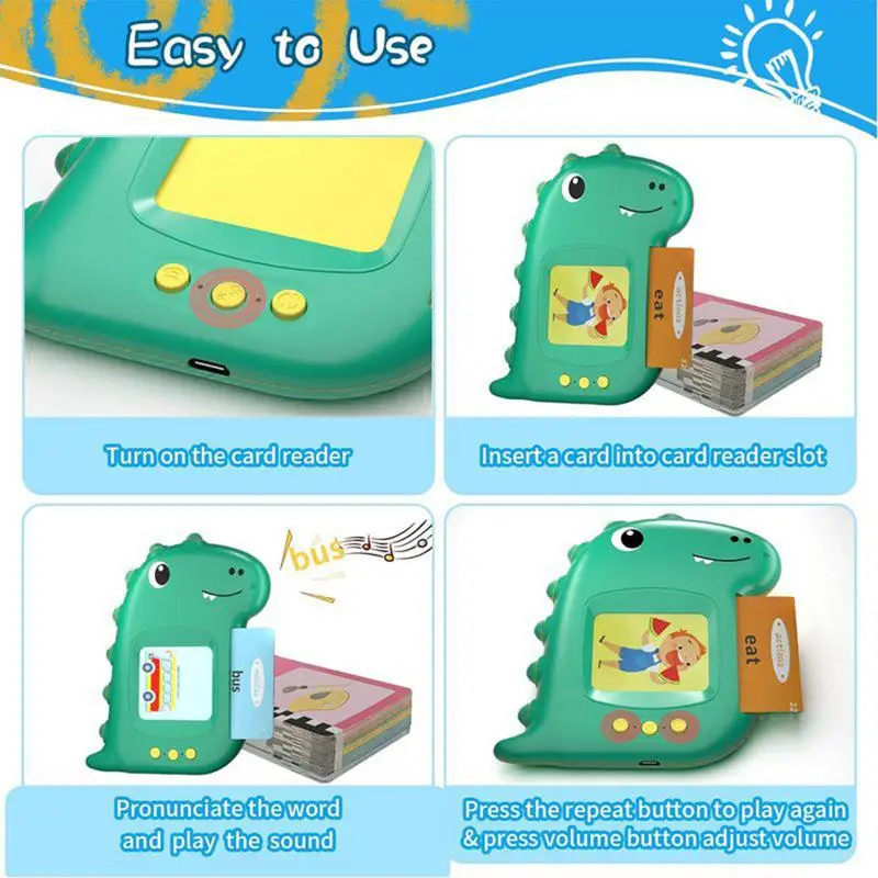 بطاقات فلاش ناطقة للأطفال الصغار، بطاقات فلاش ناطقة، ألعاب آلة التعلم التفاعلية للأعمار من 1 إلى 3 سنوات للأولاد والبنات والأطفال