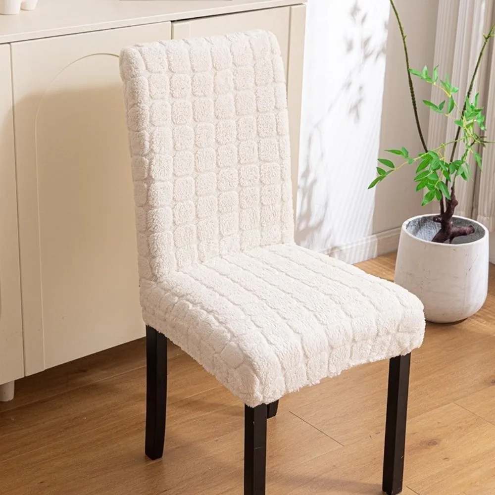 High Elastic Dining Chair Cover Soft Textured Jacquard Chair Slipcovers Geometric Jacquard Washable Dust-proof Chair Cover