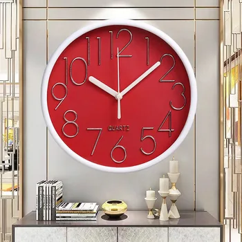 사일런트 라운드 벽시계, 8 인치 배터리 작동 벽시계, 거실 홈 침실 주방용 