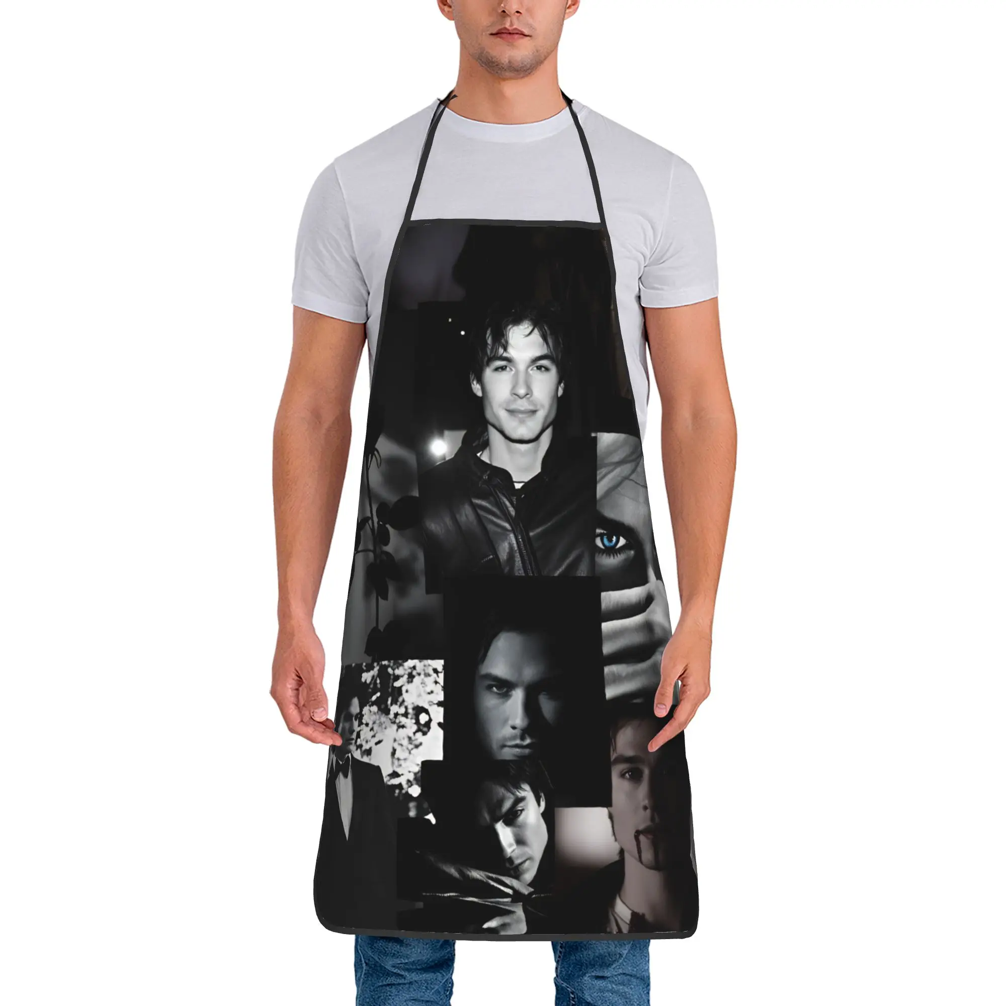 

Damon Salvatore Apron Cleaning Custom Kitchen Accessories Adult Work Aprons without Pocket