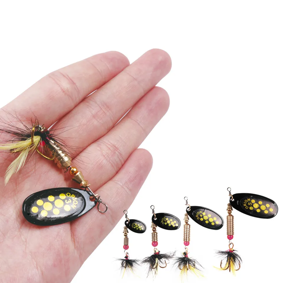 1pcs/lot Rotating Spinner Fishing Lure 3.5g/4.5g/7g/9g/12g Spoon Sequins Metal Hard Bait Wobblers Bass Pesca With Feather Hooks - Detail Angle #04