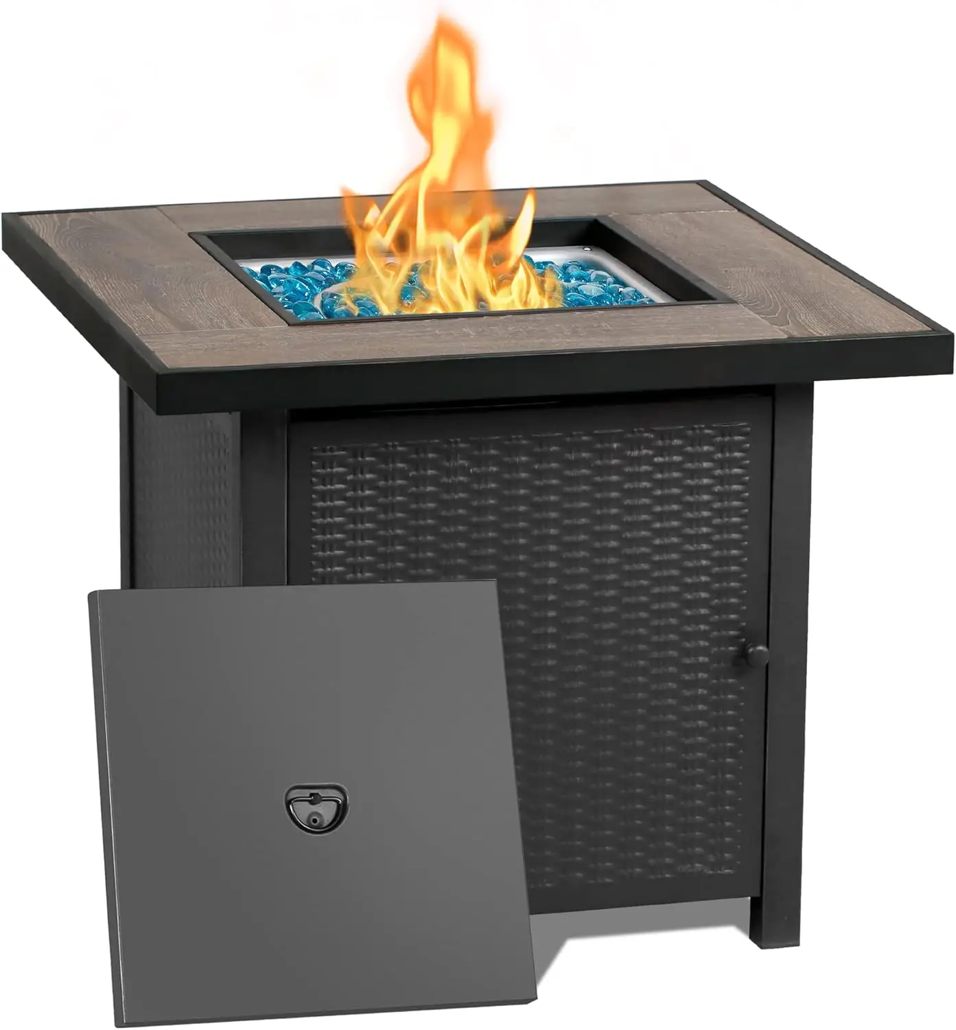 BALI OUTDOORS Gas Fit Propane Firepits Table, 30 Inch Gas Fire Pits Outdoors, Square Fire Table w/Fire Glass, 50,000 BTU