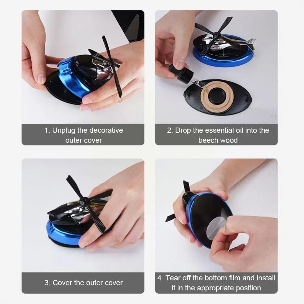 Car Air Freshener Solar Helicopter Modeling Decoration Aromatherapy Car Accessories Propeller Rotating Diffuser Int W2c4