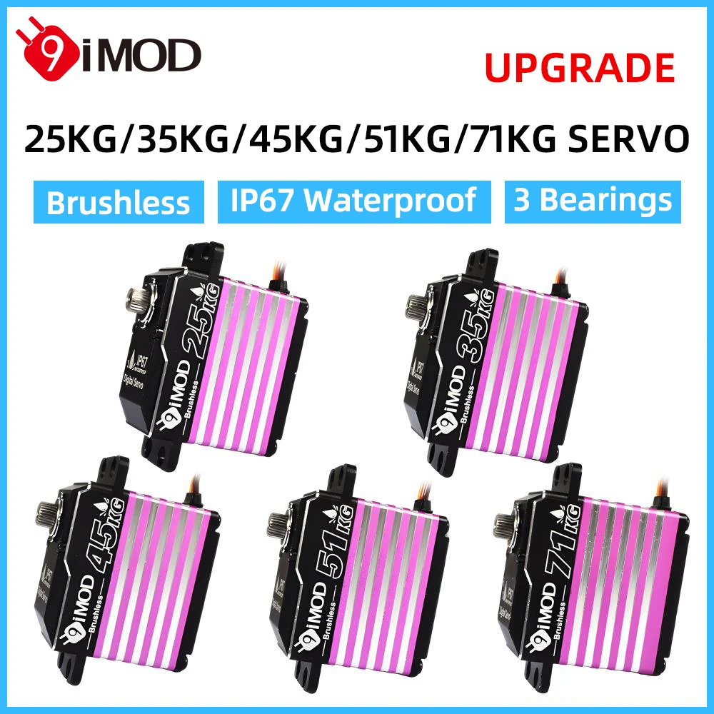9IMOD borstelloze servo IP67 waterdichte servo 25KG 35KG 45KG 51KG 71KG digitale servo voor 1:5 1:8 1:10 RC auto crawler boot robot