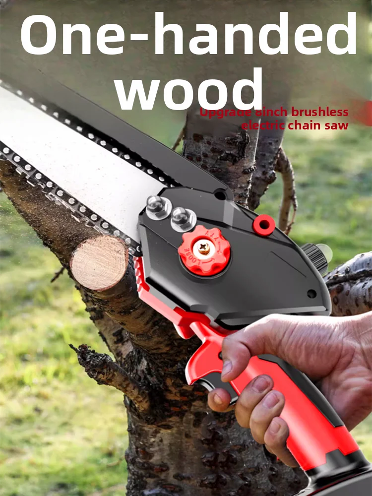 Rechargeable electric chainsaw household small handheld electric lithium chain saw outdoor firewood felling saw tree cutting