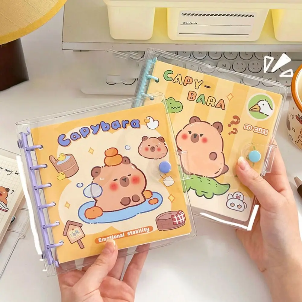 Portable 6 Hole Capybara Notebook Cute Cartoon Loose-leaf Binder Daily Notes Thickened Aesthetic Memo Pad Stationery Gift