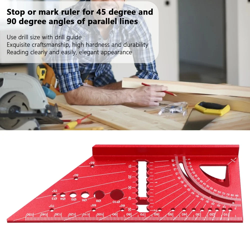 Aluminum Alloy Woodworking Angle Ruler,3D Mitre Angle Measuring Measure,45 Degree /90 Degree T-type Carpenter Measuring Tool