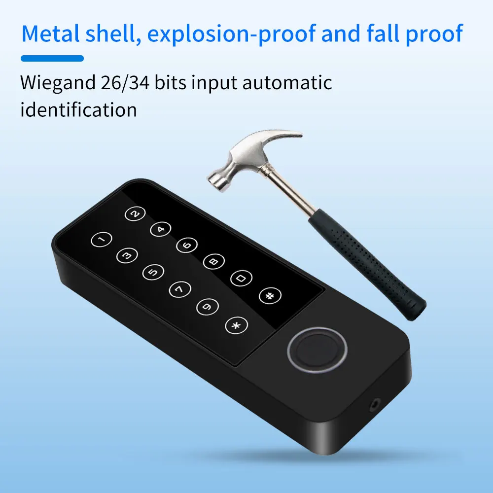 Tuya 12V Waterproof Zinc Wifi Standalone Fingerprint RFID Access Keypad Door Lock System Magnetic Alarm Time Delay 4-8 Bits Pin