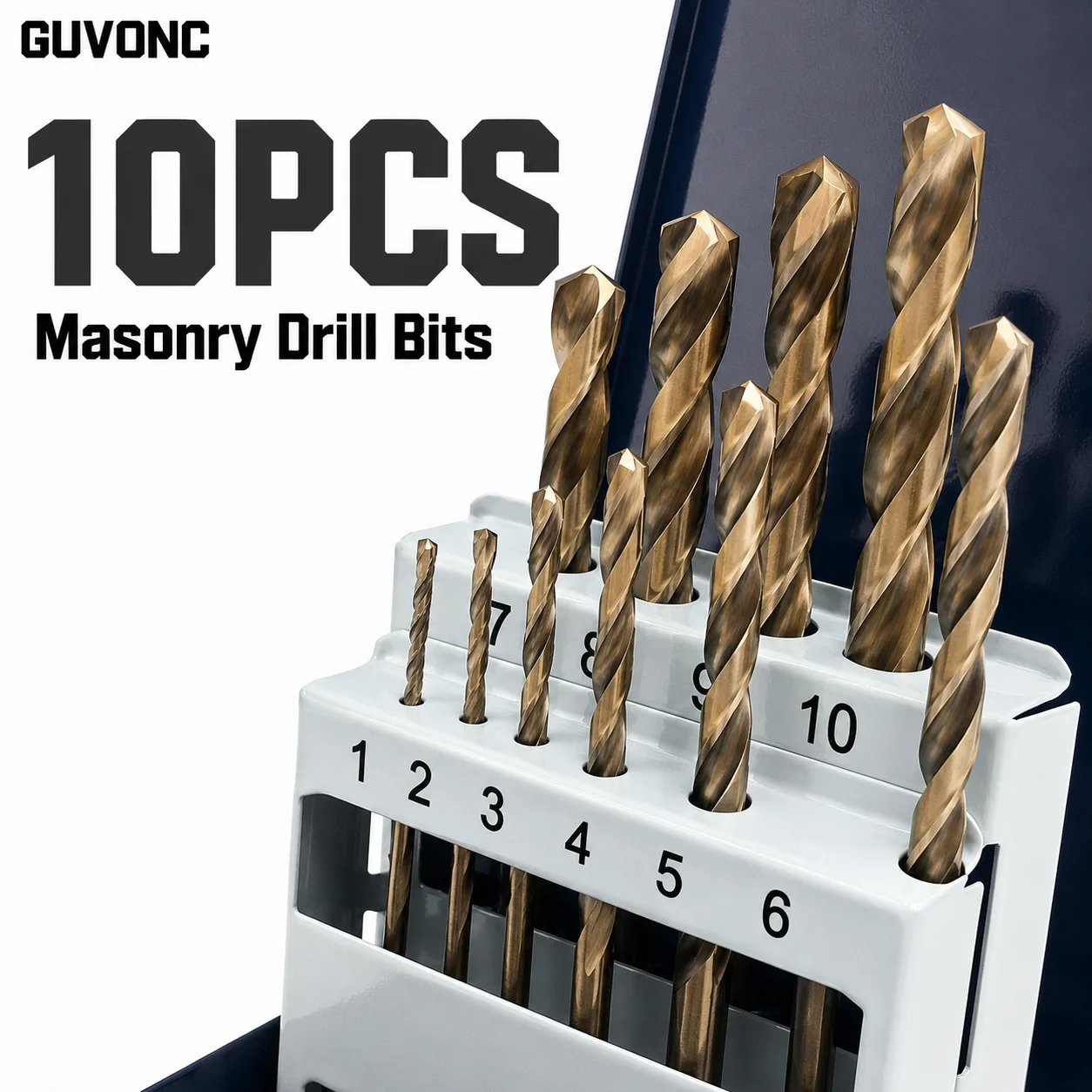 10Pcs HSS Twist Drill Bit Set 1‑10mm with Metal Storage Case for Drilling Wood Metal Plastic PVC DIY Power Tool