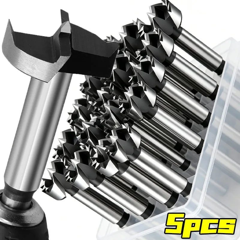 

1/5pcs Steel Forstner Drill Bit Woodworking Flat Wing Drilling Reaming Hinge Drill Bit DIY Furniture Hole Opener Cutting Tools