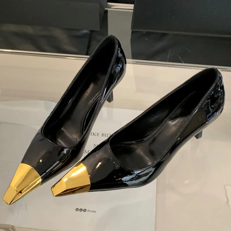 

Aneikeh/модные женские туфли-лодочки на тонком высоком каблуке в уличном стиле, металлические туфли-лодочки с острым носком, женская обувь для банкета и вечеринки