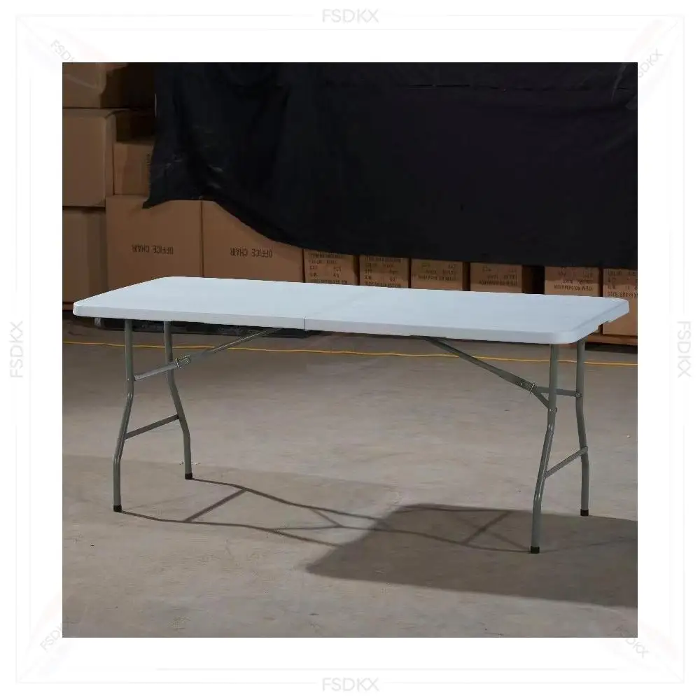 Portable Folding Table 6ft White Rectangular Plastic Outdoor Furniture Foldable Banquet Catering Dining Camping Folding Tables