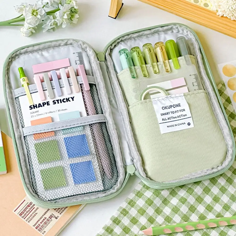 Simple Oxford Pen Bag Portable Multi-functional Pencil Case Ultra-thin Stationery Pouch School Supplies