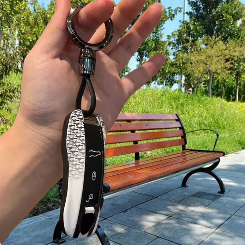 

Luxury Plastics Pink Painting Design Car Key Case Cover Suitable for Panamera Cayenne Macan Boxster Cayman Taycan