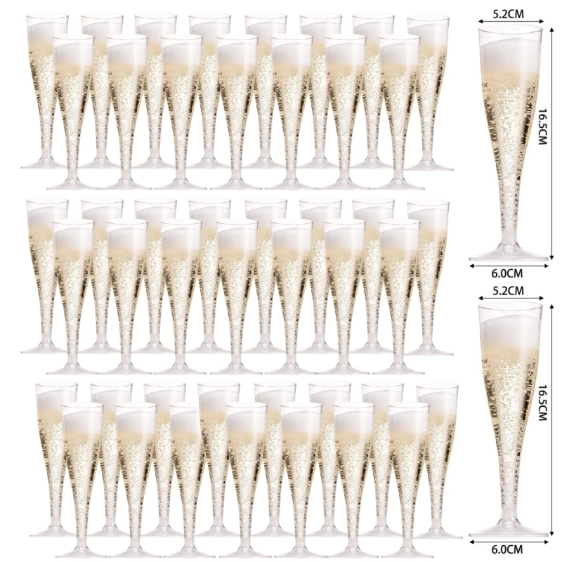 100pcs 5oz Disposable Cups Sparkling Champagne Bar Cups Plastic Champagne Flutes Clear Toasting Glasses for Weddings Party