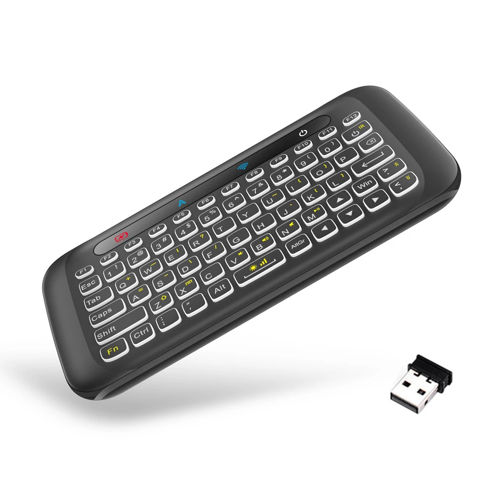 Touch Screen Air Mouse Keyboard IR Leaning Remote Control Backlight Keyboard Colorful LED Adjustable Brightness for Smart TV Box