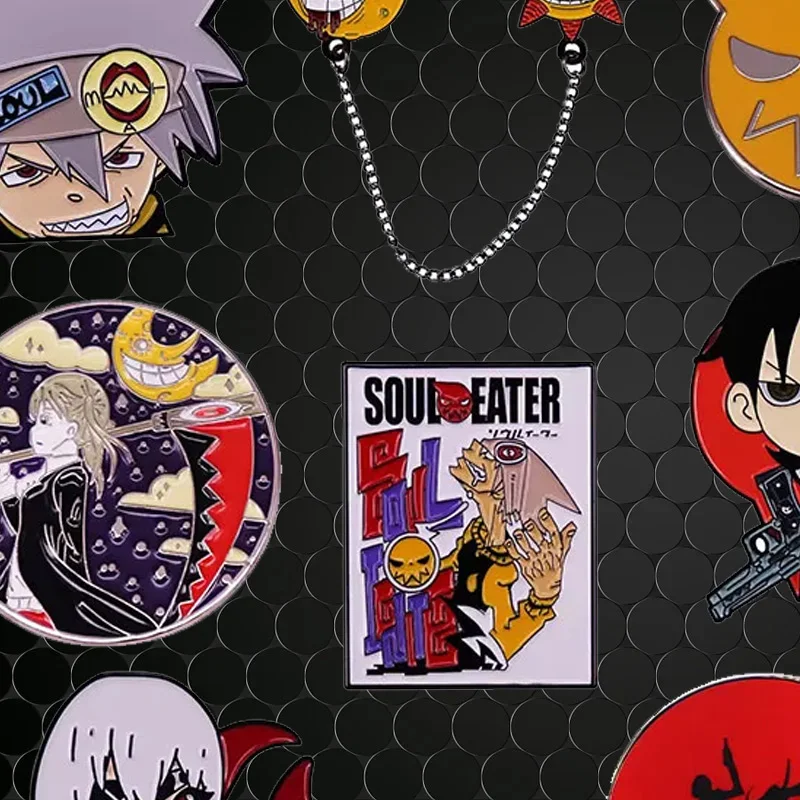 Эмалевые значки Soul-Eater: Аниме-значки Мака Албарн, Дет Дэш, Соул Эванс, броши, значки-цепочки Солнце и Луна для рюкзаков, лацканов, украшений