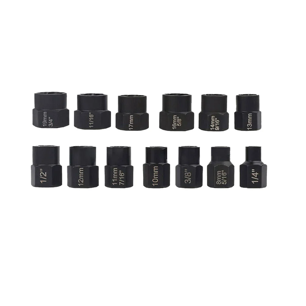 

13 Pcs Nut Extractor Socket Adapters Bolts Broken Screw Damaged Chrome-molybdenum Steel Kit