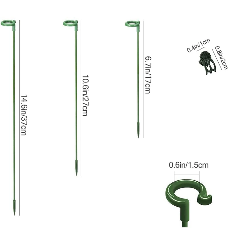 30 Pcs Plastic Plant Support Rod With 30 Pcs Plant Clips Garden Floral Flower Support Single Stem Support Stake