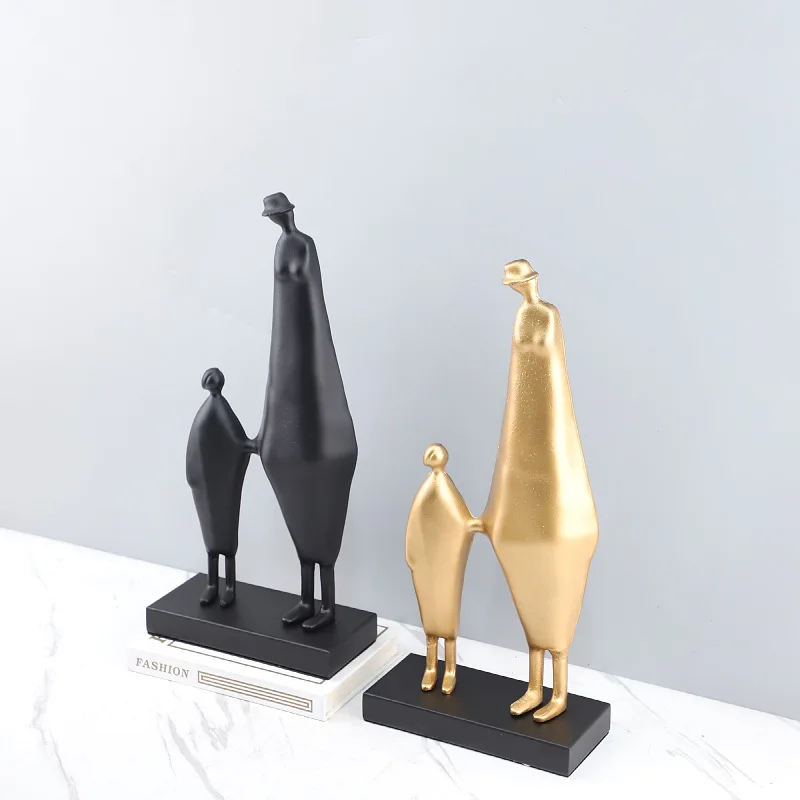 Modern Abstract Metal Hand-holding Figure Sculpture Abstract Portrait Statue, Black Figure Handicraft, Home Decoration Accessory - view 4