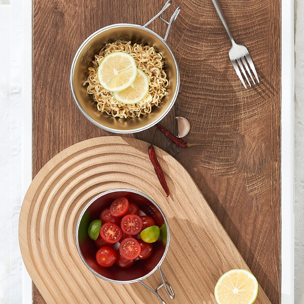 300ml/500ml Camping Water Cup Mug Stainless Steel Camping Bowl Lwith Handle Corrosion Resistant Hiking Picnic Cooking Equipment